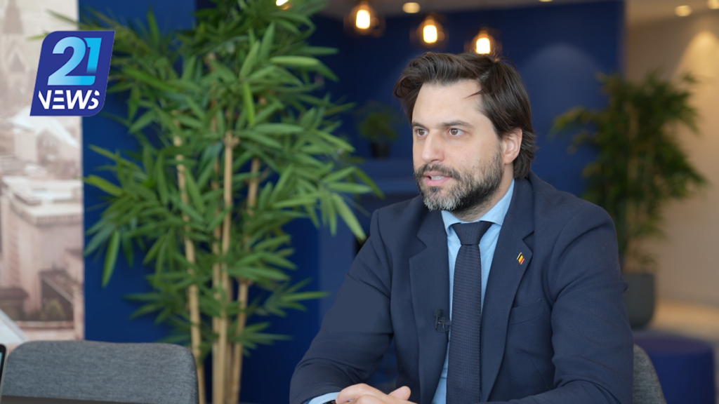 Georges-Louis Bouchez, Président du Mouvement Réformateur, en interview avec Demetrio Scagliola pour 21News.