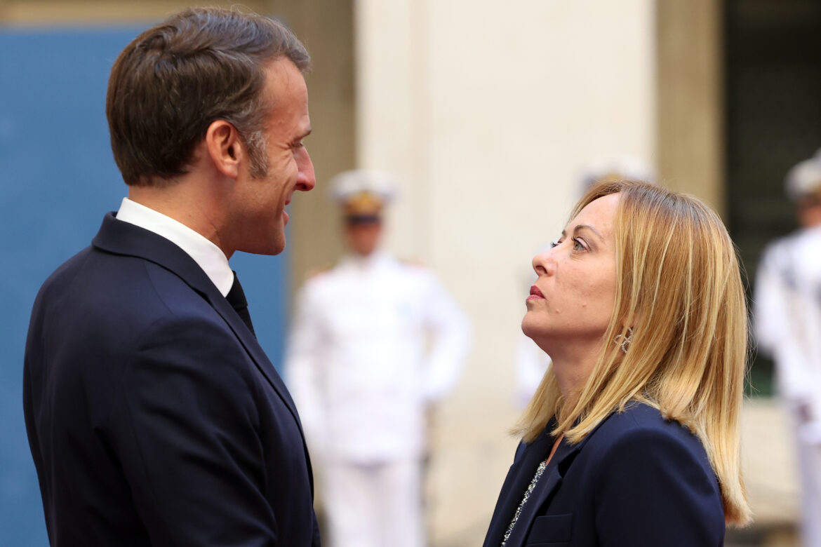 Politics: Meeting between the Italian Prime Minister Giorgia Meloni and the President of the French Republic Emmanuel Macron