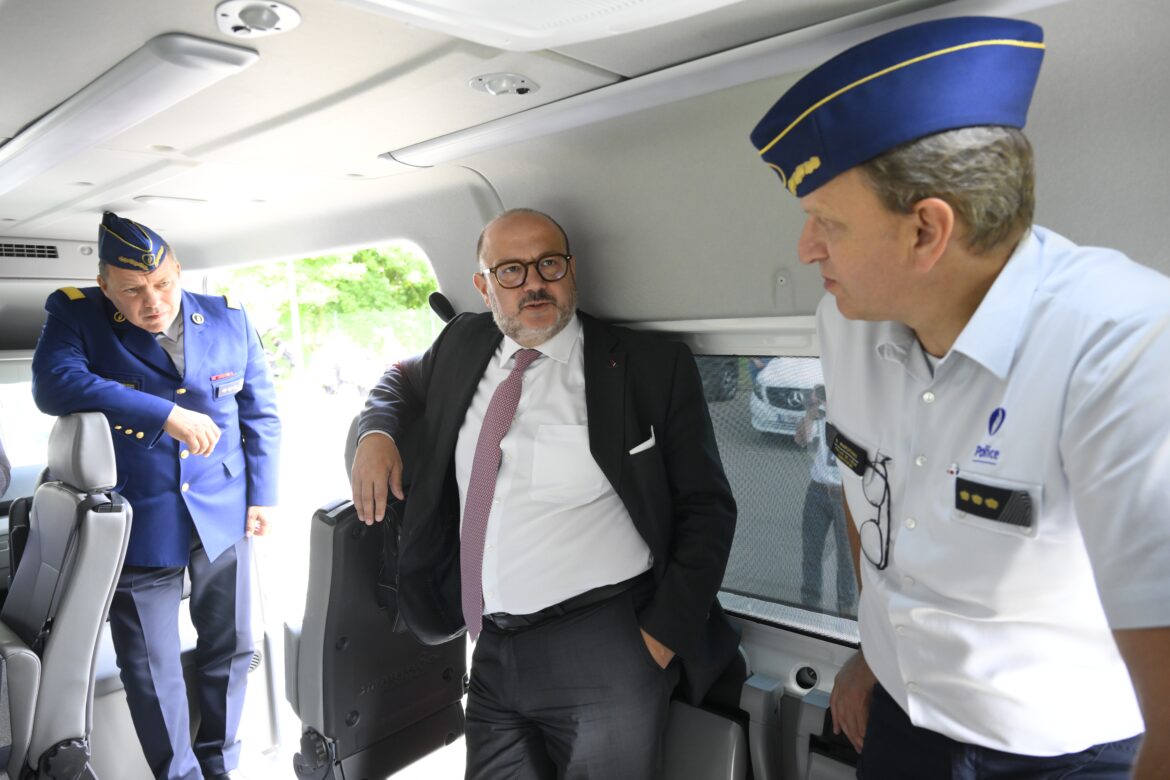 POLICE LIEGE VISIT INTERIOR MINISTER