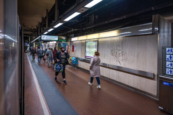 The  Madou underground metro station in Brusels, Belgium