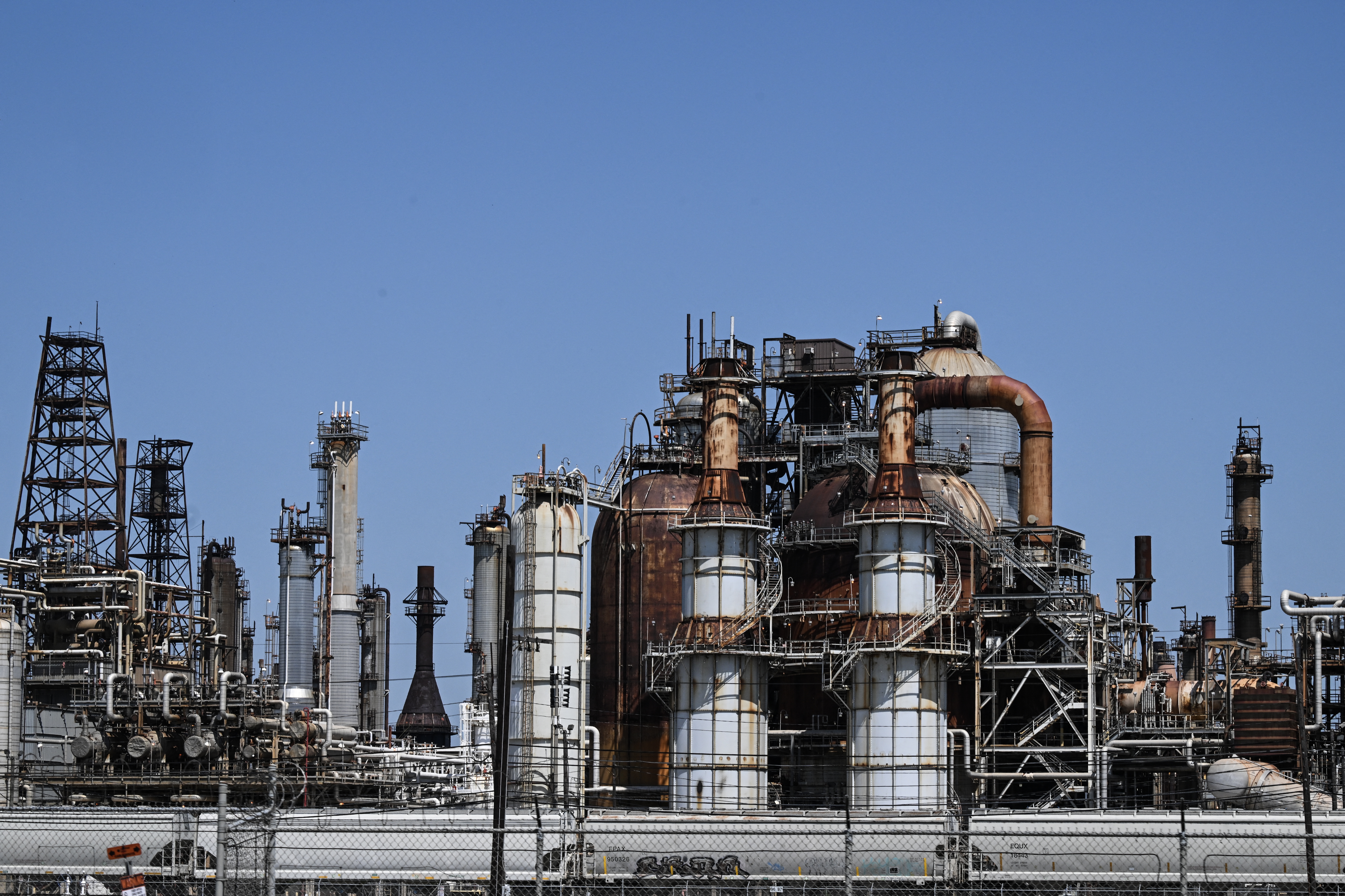 This photo shows a view of LyondellBasell refinery near the Houston Ship Channel, part of the Port of Houston, on September 8, 2025.