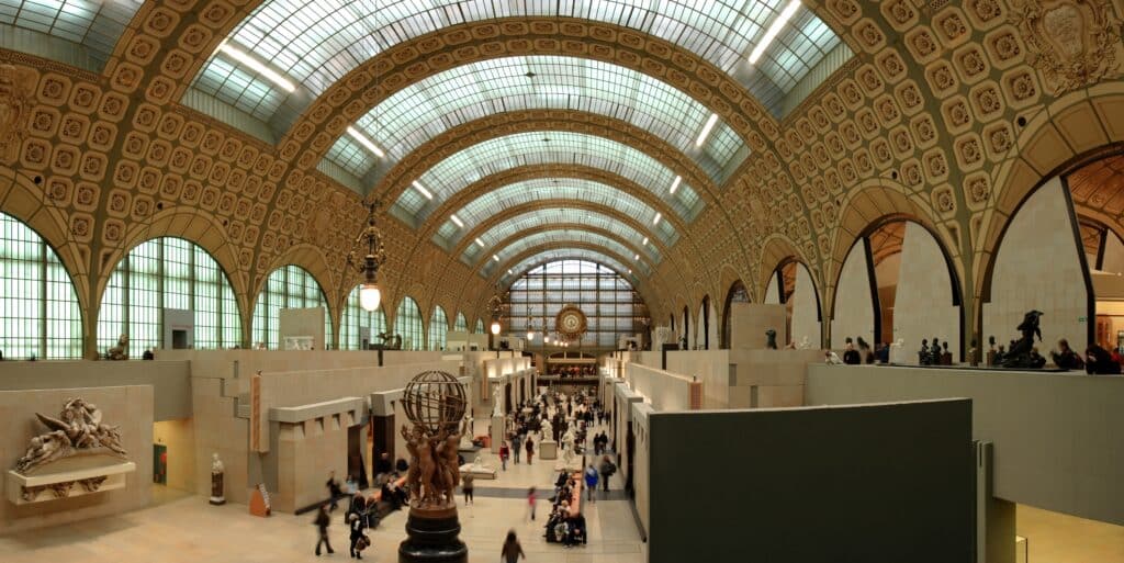 Main alley of the Orsay Museum in Paris, France