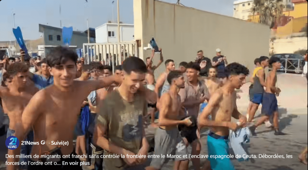 L'Espagne d&eacute;ploie l'arm&eacute;e &agrave; Ceuta apr&egrave;s une arriv&eacute;e massive de migrants