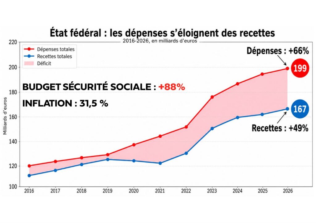 Bouchez brandit sa &laquo; courbe Magnette &raquo; et accuse la gauche d'avoir creus&eacute; le d&eacute;ficit belge